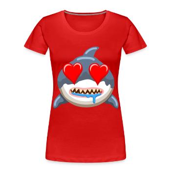 Funny Shark Whale Emoticon Anime Cartoon - Women's Premium Organic T-Shirt - red - Front - Mia (176cm)