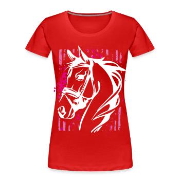 Graffiti-Stil Pferd mit Pinkem Farbsplash - Frauen Premium Bio T-Shirt - Rot - Vorne - Mia (176cm)