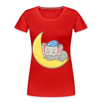 Lune éléphant - T-shirt bio Premium Femme - rouge - Devant - Mia (176cm)