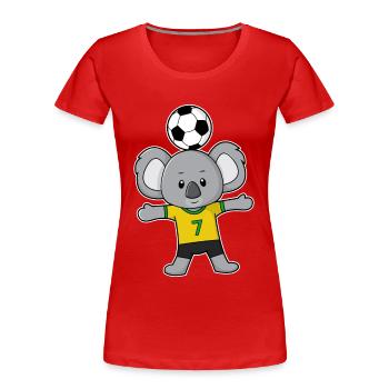Koala Soccer Player Soccer - Women's Premium Organic T-Shirt - red - Front - Mia (176cm)