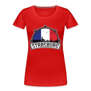 Strasbourg France Skyline Voyage Souvenir Français - T-shirt bio Premium Femme - rouge - Devant - Mia (176cm)