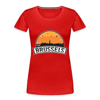 Brussels Belgium Skyline Travel Souvenir Belgian F - Women's Premium Organic T-Shirt - red - Front - Mia (176cm)