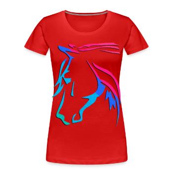 Équitation - Cavalier - Sport équestre - Tête de cheval cool - T-shirt bio Premium Femme - rouge - Devant - Mia (176cm)