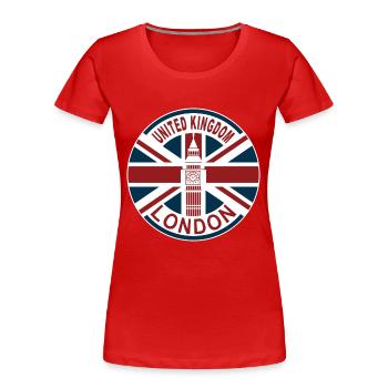 Londres Royaume-Uni Royaume-Uni Union Jack drapeau britannique - T-shirt bio Premium Femme - rouge - Devant - Mia (176cm)