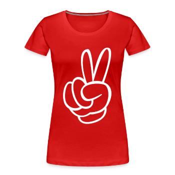 Frieden Freiheit Liebe Peace Zeichen Symbol - Frauen Premium Bio T-Shirt - Rot - Vorne - Mia (176cm)