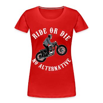 Motorcycle skeleton skull gift - Women's Premium Organic T-Shirt - red - Front - Mia (176cm)