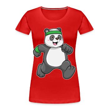 Panda Jogger Joggen Sport - Frauen Premium Bio T-Shirt - Rot - Vorne - Mia (176cm)