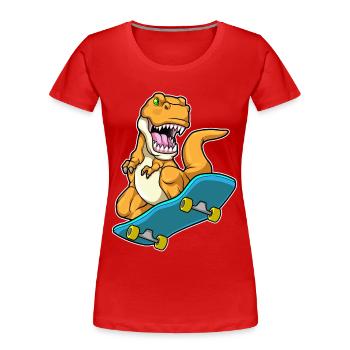 Dinosaur Skater Skateboard - T-shirt bio Premium Femme - rouge - Devant - Mia (176cm)