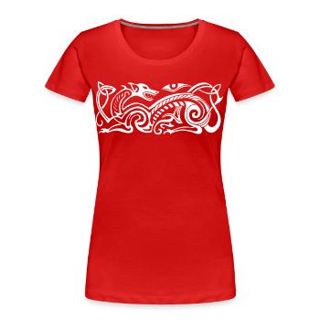 Celtic hunting dog (white) - Women's Premium Organic T-Shirt - red - Front - Mia (176cm)