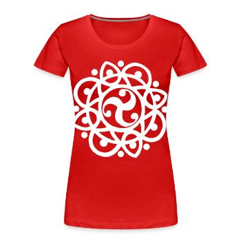 Celtic flower and sun (white) - Women's Premium Organic T-Shirt - red - Front - Mia (176cm)