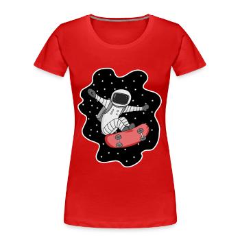 Skateboarder spatial astronaute - T-shirt bio Premium Femme - rouge - Devant - Mia (176cm)