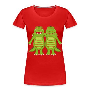 Krokodile - Frauen Premium Bio T-Shirt - Rot - Vorne - Mia (176cm)