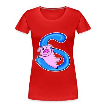 Schwein Buchstabe S - Frauen Premium Bio T-Shirt - Rot - Vorne - Mia (176cm)