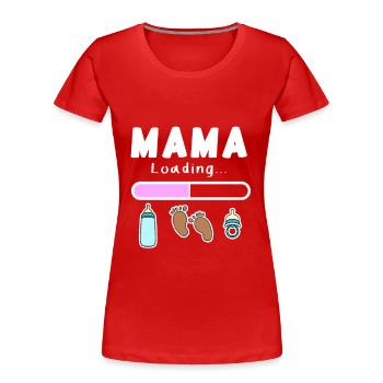 expectant mother - mom is loading - Women's Premium Organic T-Shirt - red - Front - Mia (176cm)