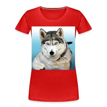 Husky - Frauen Premium Bio T-Shirt - Rot - Vorne - Mia (176cm)