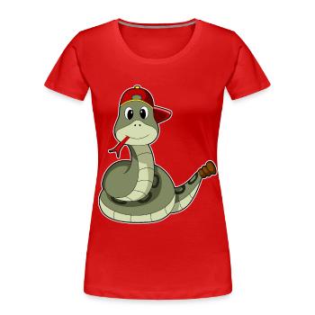 Schlange Schüler Cap Schule - Frauen Premium Bio T-Shirt - Rot - Vorne - Mia (176cm)