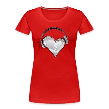 Heartbeat with headphones - Women's Premium Organic T-Shirt - red - Front - Mia (176cm)