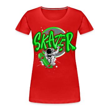 Skater - Women's Premium Organic T-Shirt - red - Front - Mia (176cm)