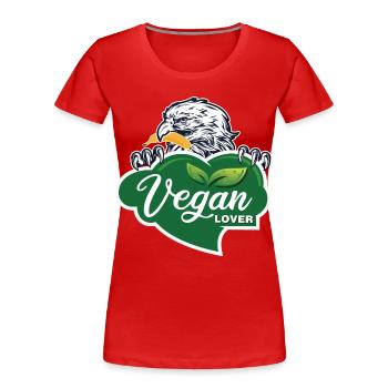 Vegan Lover Adler Grafik - Frauen Premium Bio T-Shirt - Rot - Vorne - Mia (176cm)