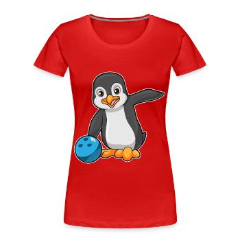 Penguin Bowling Bowling Ball - Women's Premium Organic T-Shirt - red - Front - Mia (176cm)