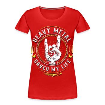 Heavy Metal Musik - Mano cornuta - Le métal m’a sauvé - T-shirt bio Premium Femme - rouge - Devant - Mia (176cm)