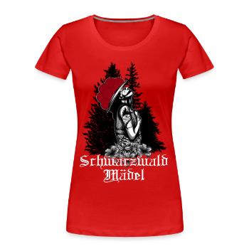 Schwarzwaldmädel Bollenhut Schwarzwald Bild Modern - Frauen Premium Bio T-Shirt - Rot - Vorne - Mia (176cm)