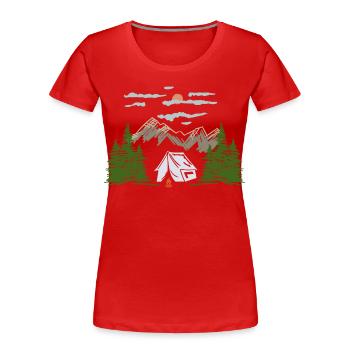 Camping Camping Mountain Motif Gift Idea - Women's Premium Organic T-Shirt - red - Front - Mia (176cm)