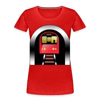 Londoner roter Zug unter dem Bogen - Frauen Premium Bio T-Shirt - Rot - Vorne - Mia (176cm)