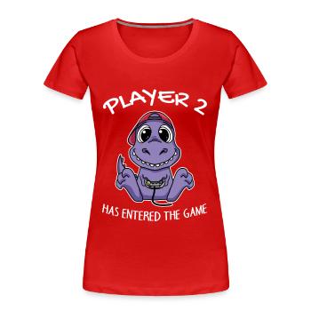 Deuxième baby joueur 2 a entré dans le jeu - T-shirt bio Premium Femme - rouge - Devant - Mia (176cm)