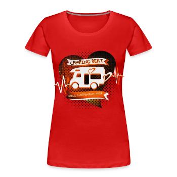 CAMPING BEAT - Herzschlag Orange Wohnmobil Campen - Frauen Premium Bio T-Shirt - Rot - Vorne - Mia (176cm)