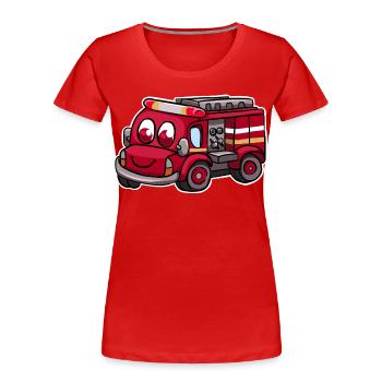 Camions de pompiers - T-shirt bio Premium Femme - rouge - Devant - Mia (176cm)