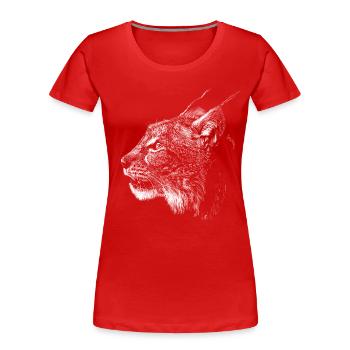 Luchs - Frauen Premium Bio T-Shirt - Rot - Vorne - Mia (176cm)
