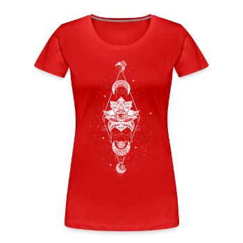 Occult Wicca Lune Lotus Witchcraft Aesthetic Goth - T-shirt bio Premium Femme - rouge - Devant - Mia (176cm)