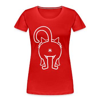 Katze von hinten - Frauen Premium Bio T-Shirt - Rot - Vorne - Mia (176cm)