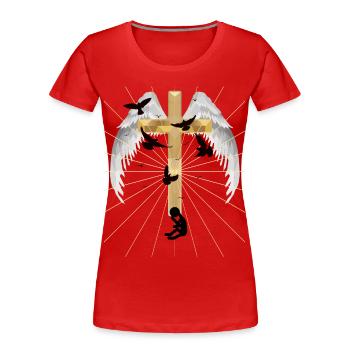 Depression Kreuz Erlösung Auferstehung Jenseits - Frauen Premium Bio T-Shirt - Rot - Vorne - Mia (176cm)