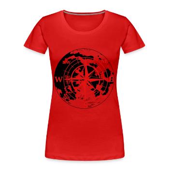 Himmelsrichtung Kompass Richtung Windrose Outdoor - Frauen Premium Bio T-Shirt - Rot - Vorne - Mia (176cm)