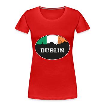 Dublin Irland Skyline Silhouette irische Flagge Trave - Frauen Premium Bio T-Shirt - Rot - Vorne - Mia (176cm)