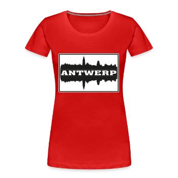 Antwerp Belgium Travel Souvenir Skyline Silhouette - Women's Premium Organic T-Shirt - red - Front - Mia (176cm)
