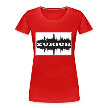 Zürich Schweiz Reise Souvenir Skyline Silhoue - Frauen Premium Bio T-Shirt - Rot - Vorne - Mia (176cm)