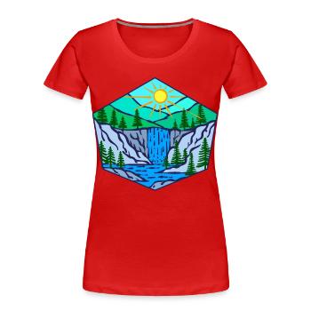 Natur Wasserfall Umwelt Bäume - Frauen Premium Bio T-Shirt - Rot - Vorne - Mia (176cm)