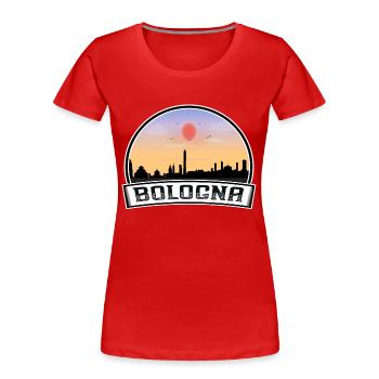 Bologna Italy Skyline Vintage Sunset Travel Souven - Women's Premium Organic T-Shirt - red - Front - Mia (176cm)
