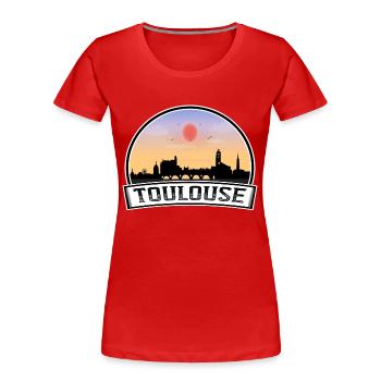 Toulouse France Skyline Vintage Sunset Travel Souv - Women's Premium Organic T-Shirt - red - Front - Mia (176cm)