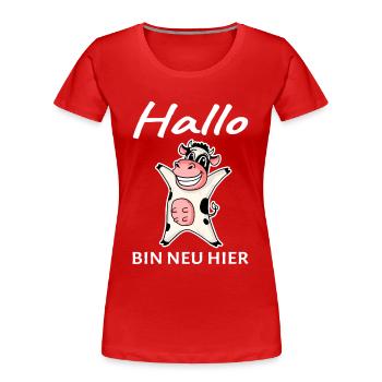 Baby Geburt Schwanger - Hallo ich bin neu Hier - Frauen Premium Bio T-Shirt - Rot - Vorne - Mia (176cm)