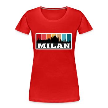 Milan Italy Travel Souvenir Skyline Silhouette Ita - Women's Premium Organic T-Shirt - red - Front - Mia (176cm)