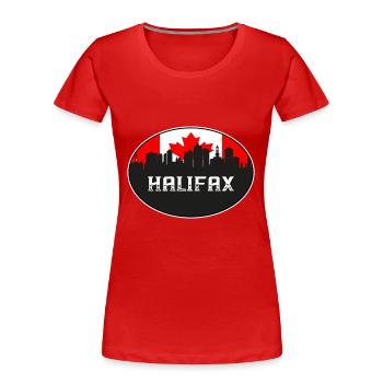 Halifax Kanada Skyline Silhouette kanadische Flagge Tr - Frauen Premium Bio T-Shirt - Rot - Vorne - Mia (176cm)