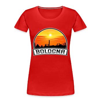 Bologna Italy Skyline Vintage Sunset Travel Souven - Women's Premium Organic T-Shirt - red - Front - Mia (176cm)