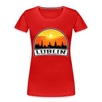 Lublin Pologne Skyline Vintage Sunset Voyage Souven - T-shirt bio Premium Femme - rouge - Devant - Mia (176cm)