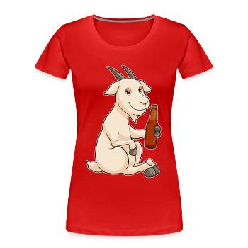 Ziege Flasche Bier - Frauen Premium Bio T-Shirt - Rot - Vorne - Mia (176cm)