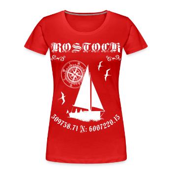 Rostock - Frauen Premium Bio T-Shirt - Rot - Vorne - Mia (176cm)