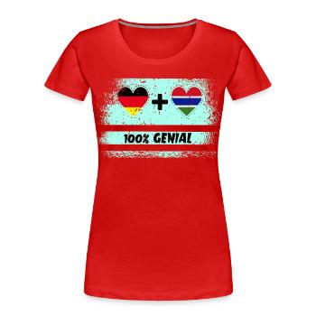 Germany and Gambia 100% Ingenious / Gift - Women's Premium Organic T-Shirt - red - Front - Mia (176cm)